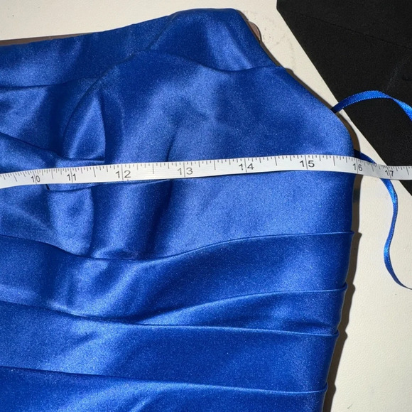 Mac Duggal Strapless High-Low Satin Gown Cobalt 2 11685 - Picture 7 of 7